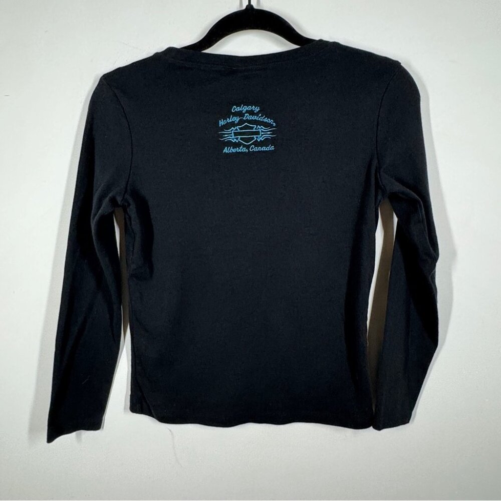 Vintage Y2K 2005 Harley Davidson Black Long Sleeve Graphic Tee Size S - Picture 14 of 15